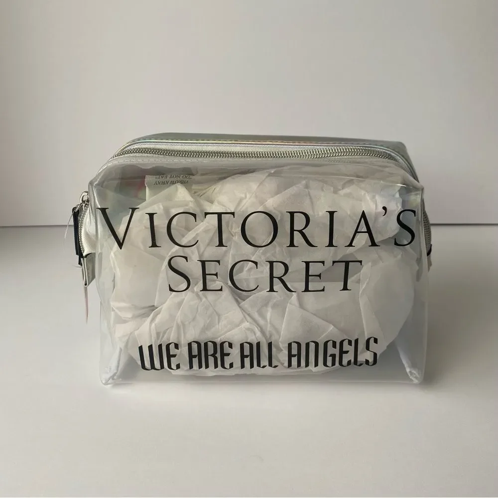 Victoria’s Secret Makeup‎ Bag Toiletries We are all Angels Clear Holographic zip